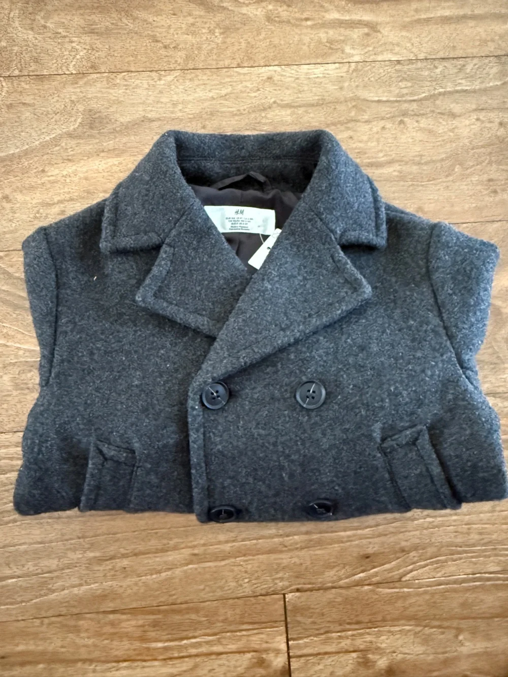 H&M Kids Charcoal Double-Breasted Pea Coat